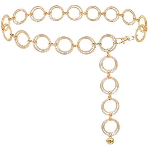 Glamorstar O-Ring Chain Belt Waist Chain Belts for Women Dresses