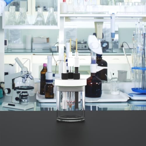 stonylab Einzelkammer-Elektrolysezelle, Elektrochemische Zelle aus Borosilikatglas mit PTFE-Deckel (5 Löcher), Elektrolysezellen-Bausatz, ohne Elektrode, 50 ml