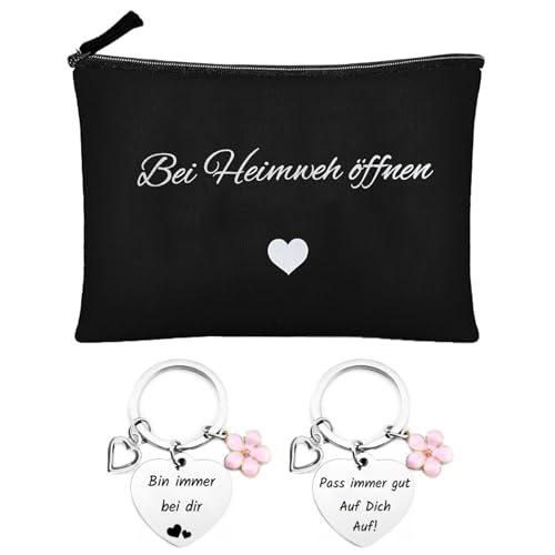 Geschenk gegen Heimweh Kosmetiktasche und Schlüsselanhänger Beim Heimweh öffnen Geschenk Geschenkidee zum Auszug, Auslandssemester oder Au Pair, Erinnerungen an die Heimat