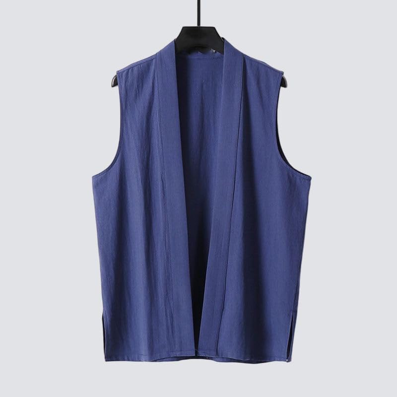 Chaleco de algodón y lino para hombre que combate el calor con estilo suelto 4