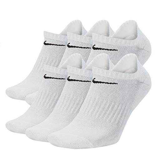 NIKE Everyday Performance Training Socks (6-Pair) (L (Men's 8-12 / Women's 10-13), No-show (Low Cut) White)