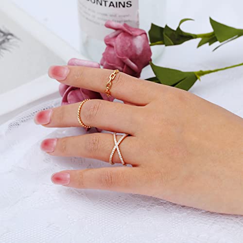 TOBENY 8PCS 14K Rings for Women Stackable Knuckle Rings Size 4 to Size 12 Rings 1.5mm- 3.8mm Midi Stacking Eternity Wedding Rings3