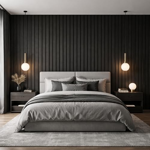 Image of MMT Acoustix Slats Felt Acoustic Panels for Walls | Luxury PET Polyester Sound Absorbing Wall Panels | Echo & Reverb Control | Pin-Friendly Bulletin Board | 30x30 cm Panels | Black | Set of 8