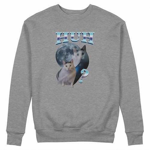 GREATFITS Huh? Funny Cat Meme Gris Unisex Sweat