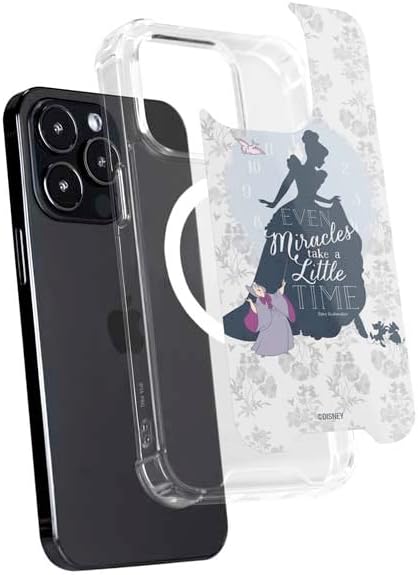Skinit Phone Case Compatible with MagSafe iPhone 15 Pro Max - Officially Licensed Disney Cinderella Miracles Take Time Silhouette Design