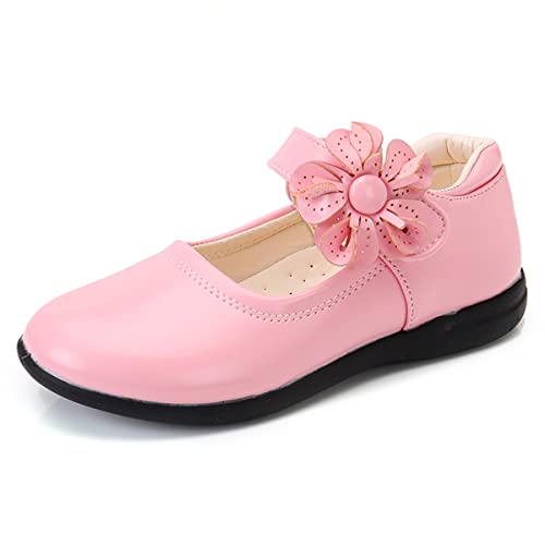 JOEupin Girls Dress Shoes Flower Girl Mary Jane Flats Hook and Loop Slip on Party School Wedding Girls Flat Shoes