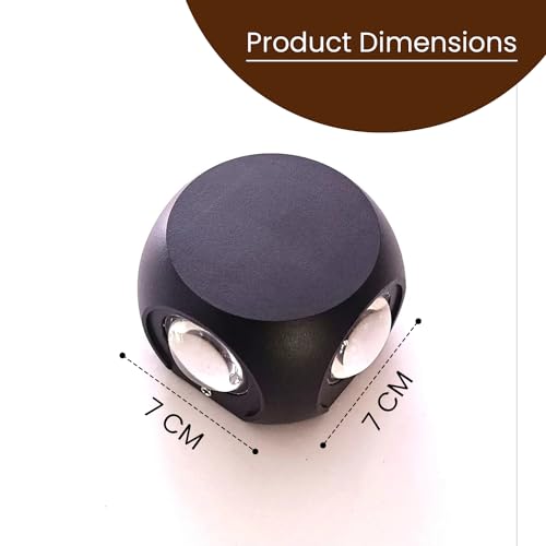 Image of GIGAWATTS 4W 4 Way LED Wall Light Up Down Left Right BIS IP65 Lamp Modern Outdoor Shockproof Black Body Fixture for Home Garden Decor Lightning (Pack of 1, Warm White)