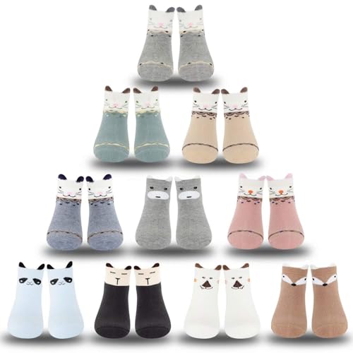 Image of Toddler Baby Girls Boys Socks Animal Pattern Children Ankle Cotton Socks 5 Pairs
