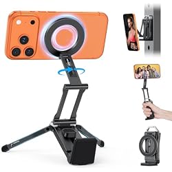 OMOTON TP02 360° Rotating for MagSafe Tripod, Aluminum Magnetic Phone Tripod for iPhone 17/16/15 Pro Max Air Women Men, Foldable Cell Phone Stand Fits Vlog, Gym, Travel Essentials Accessories Gift