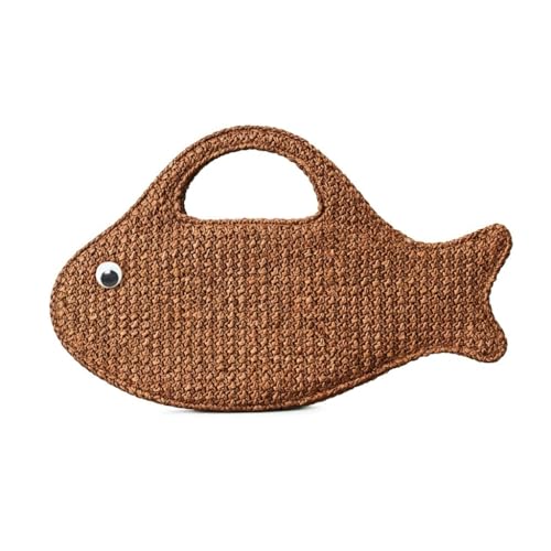 HDWKBOY Straw Fish Purse for Women, 2026 Summer Fashion Woven Clutch, Natural Boho Aesthetic Handbag for Beach Vacation
