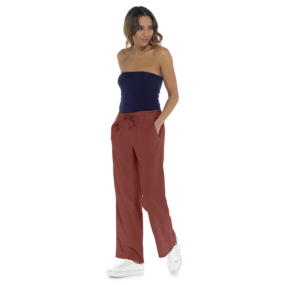 Undercover Ladies Linen Trousers Rust 10