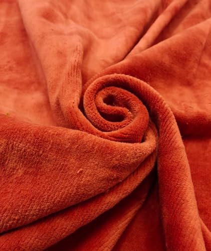 Tissu velours 100% coton orange rouille épais pour rénover un fauteuil ancien