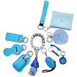 BATUMEYE Gift Set for Woman with Pom Pom Ball,Lip Balm Lanyard,BottleOpen, Card Holder, Whistle,Travel Bottle Holder(blue)