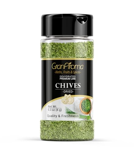 GranAroma Dried Chives, 0.3 oz, Potatoes & Salads, Subtle Flavor, Versatile Ingredient