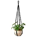 Mkono Macrame Plant Hanger Indoor Hanging Planter Basket with Wood Beads Decorative Flower Pot Holder No Tassels for Indoor Outdoor Boho Home Decor 35 Inch (POTS NOT Included)