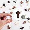 Gtudkae 1 Box 50 PCS Small Wooden Cross 3 Colors, Natural Pocket Prayer Crosses Pendants for Christian Gift, DIY Handmade Decorative Crosses Charms for Crafts, Easter Eggs Fillers (50) #2