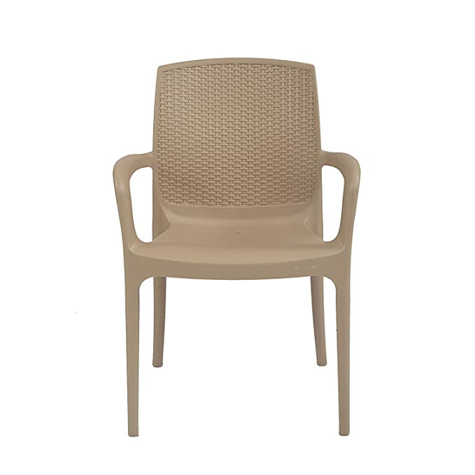 Image of Supreme Texas Heavy Duty Armrest Plastic Chair for Home, Garden, Office, Indoor /Outdoor Use(Color: Dark Beige; Qnt: 2 Pc.)