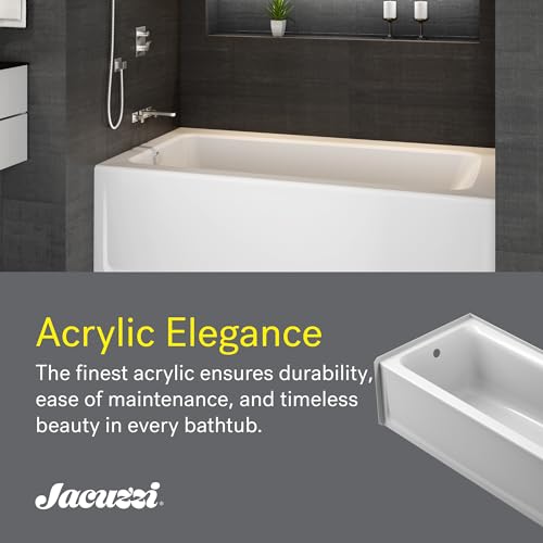 Jacuzzi SIGNATURE Acrylic Skirted Bathtub, Soaking Sanctuary for Homes & Businesses, Slip Resistant, Left Drain Placement, 60" (L) x 32" (W), Rectangle, White