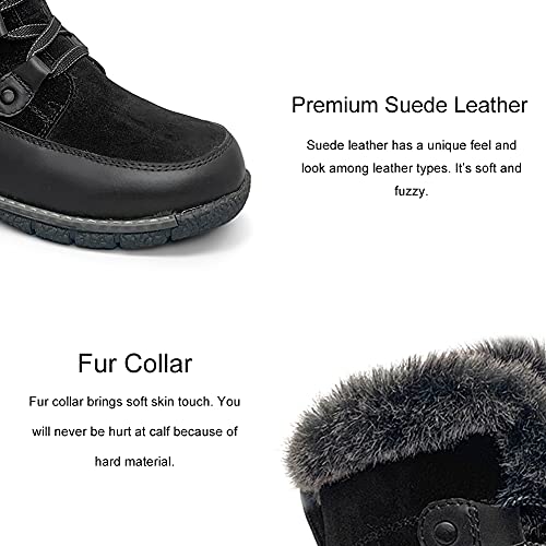 Comfy Moda Waterproof Winter Boots For Women, Wool Lined Warm Snow Boots, Suede Leather, Maya Black Size 10 #TOP1
