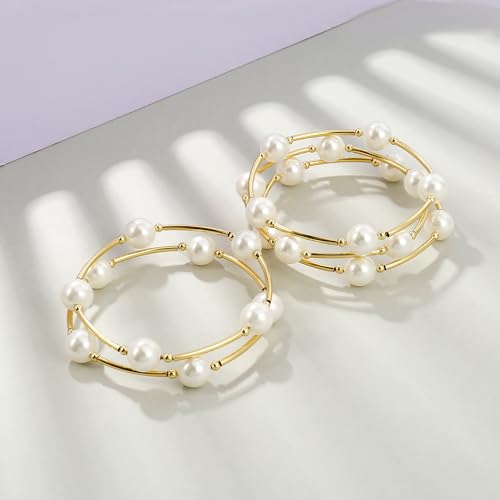 Elegance 11 designs Blessing Bracelet 10mm Crystal White Pearl Bracelet Dainty Gold Plated Tube For Women Simple Bridal Gifts For Friends And Loved by Elegance 11 designs - Used condition - Image 5