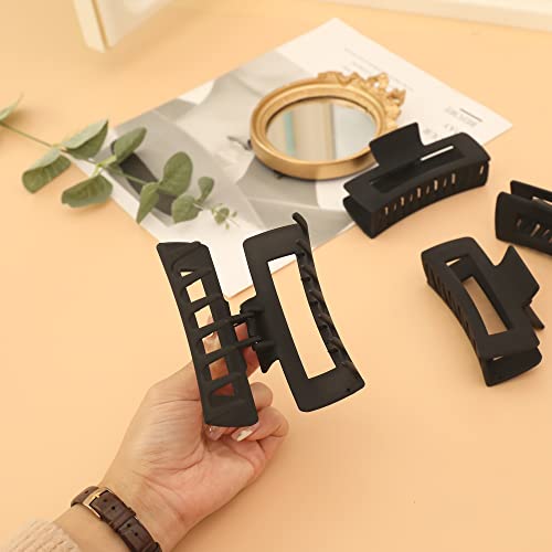 Women's Large Hair Clips, 4 Rectangular High Elasticity Claw Clips, Rectangular Hair Clips, Fashionable Hair Clips, Non-Slip Hair Clips For Thin And Thick Hair #TOP5