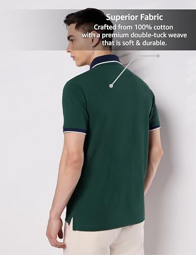 Image of Symbol Premium Men's 100% Cotton Solid Polo T-Shirt - Regular Fit | Pique Knit