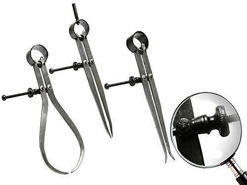 3 tlg Set Zirkel Taster Stahl Anreisszirkel Innentaster Außentaster Messwerkzeug