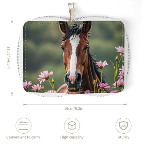 RFID Credit Card Holder Wallets for Women Cute Small Leather Ladies Cardholder Wallets Horses And Flowers Card Organizer Case with Zipper3