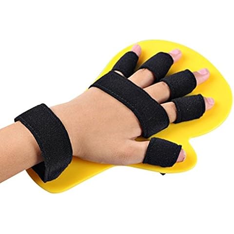 Child Finger Seperator Kids Hand Wrist Orthosis Splint Separate Children Finger Flex Spasm Extension Board Boy or Girl Polio Rehabilitation Exercise (Pink:1-4 Years Old) (Yellow:5-10 Years Old) Cover