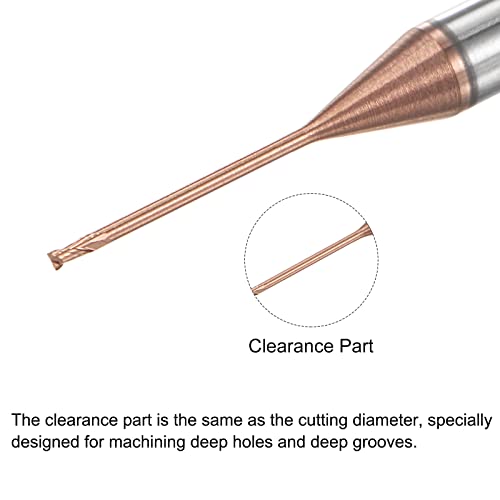Image of uxcell Square Nose End Mill, 0.8mm Solid Carbide AlTiSin Coated Long Reach CNC Router Bits 2 Flutes Milling Cutter with Extended Neck, 12mm Cutting Length 4mm Shank