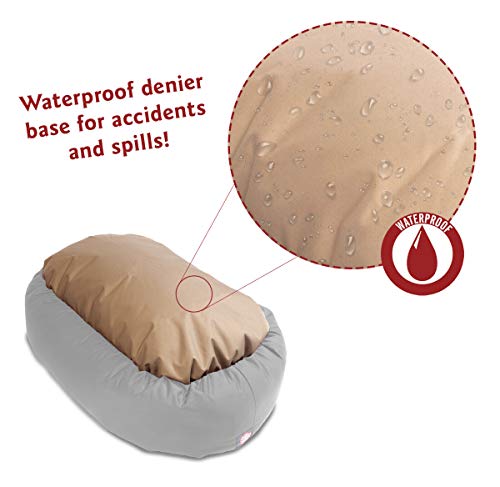 Image of Majestic Pet 24 Inch Suede Calming Dog Bed Washable - Cozy Soft Round Dog Bed with Spine Support for Dogs to Rest Their Head - Fluffy Donut Dog Bed 24x19x7 (Inch) - Round Pet Bed Small - Stone