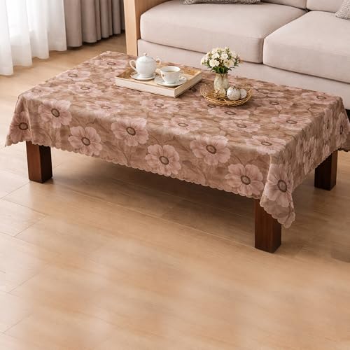 Image of Dakshya Industirs PVC Waterproof Table Cover 36x54 Inch Floral Printed Center Table Cover Washable Plastic Table Sheet Oilproof Dining Table Cover for Coffee Table Living Room Home (Premium Floral)