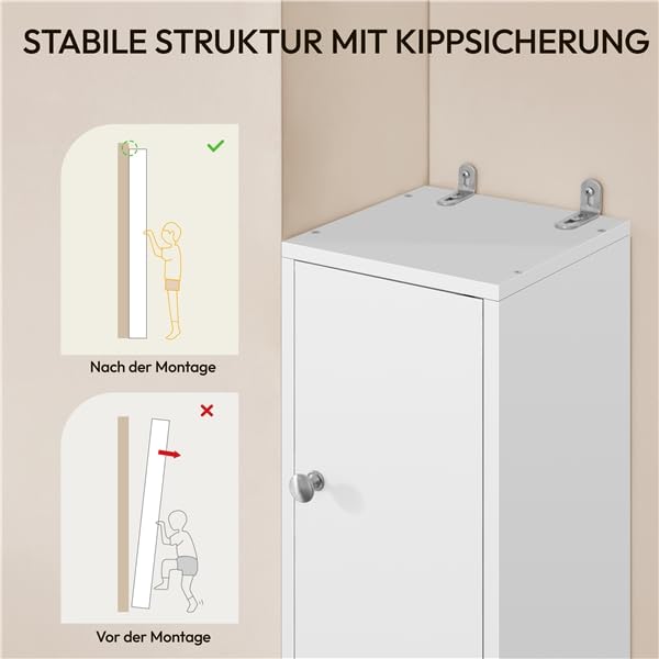 Yaheetech Badezimmerschrank, Badschrank, hoch, schmaler Aufbewahrungsschran