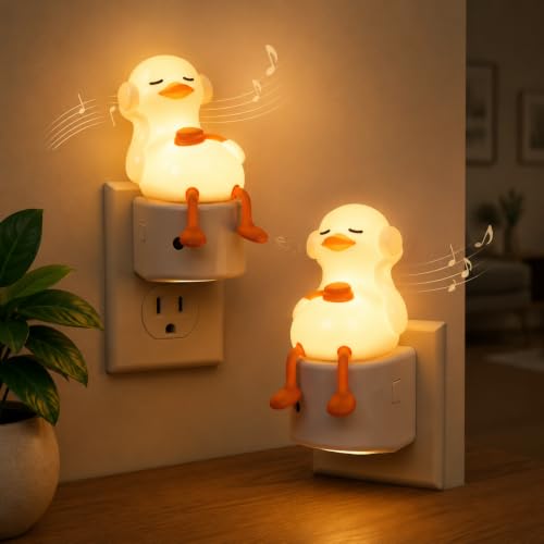 Image of L LOHAS LED Plug in Night Light for Kids, Color Changing LED Night Light | Cute Duck, Dusk to Dawn Sensor, Christmas, Birthday Gift Nightlight for Girls & Kids, Room Decor, 2 Pack