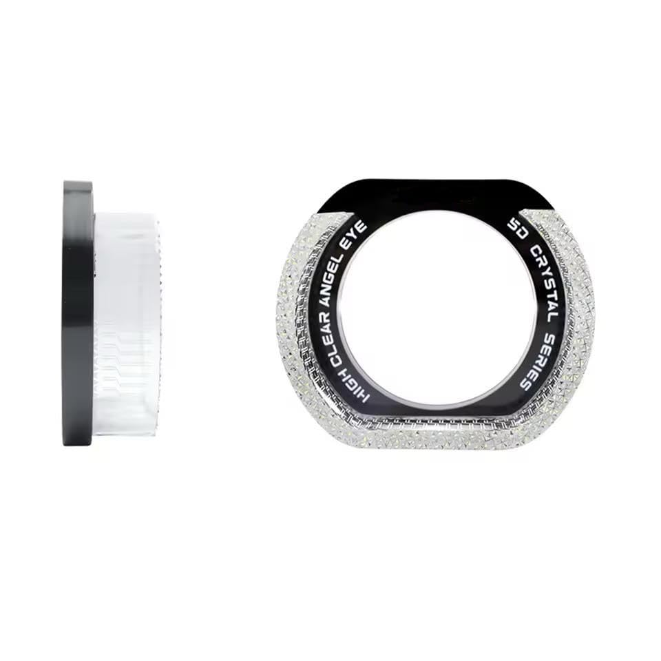 Image of AutoBizarre 2Pcs 3 Inch LED Angel Eyes Halo Ring Headlight Shrouds Cover Mask 5D Crystal RGB DRL Lights with Mobile Application Control for All Cars, Vans, SUVs, etc (U)