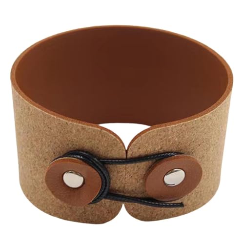 ASIEIT コルク PU レザー コーヒー カップ スリーブ ハンド プロテクター 断熱カバー 調節可能なコーヒーマグ スリーブ 再利用可能 コーヒー ティー ホット コールド ドリンク用 (ライトブラウン)のサムネイル