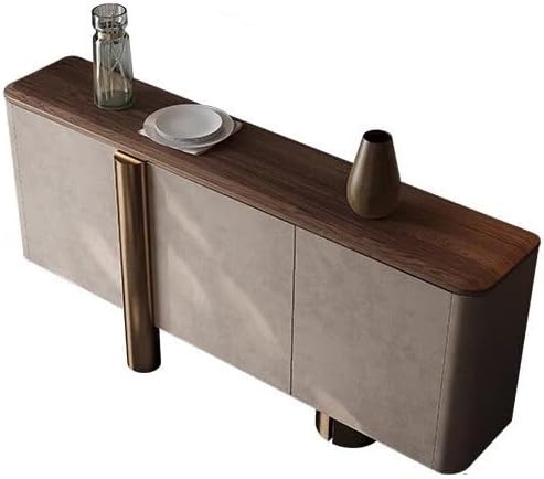 Sideboard Cabinet Minimalist Black Walnut Solid Wood Sideboard Living Room Wall Storage Furniture Porch Decoration Table Sideboard Cabinet with Storage(140x35x95cm)
