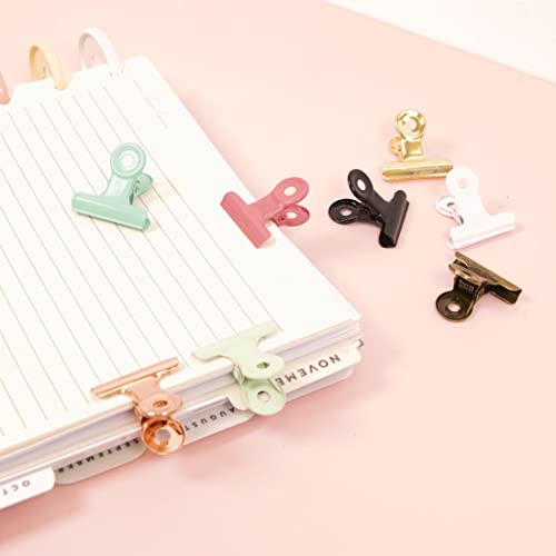Image of Craftelier - Set of 6 Metal Clamps with 3 Different Sizes and 3 Different Designs | Holds for Scrapbooking and Craft Materials | Dimensions Approx. 1 x 5.5 cm, 3 x 4 cm, 3 x 3 cm - Black Colour