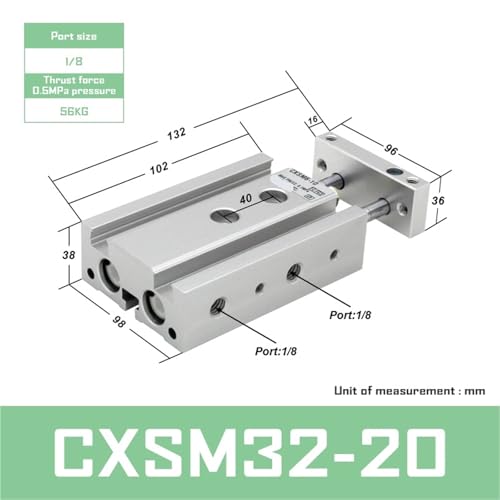 Vérin pneumatique CXSM32-20 : Résolution des jeux mécaniques par double tige - 3