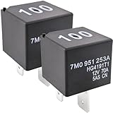 100 Relay 7M0951253A (2-Pack) 12V 70A 4-Pin SPST Heavy Duty Automotive Electrical Switch Compatible with VW Audi Jetta Golf Passat Beetle Fixes Fuel Pump and Fan Issues