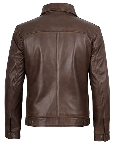 Image of fjackets Men's Real Lambskin Leather Jacket - Shirt-Collar Moto Biker Style Year-Round Wear