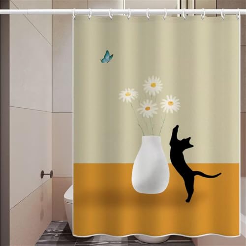 Rideau de douche lavable en machine imperméable avec crochets - 4