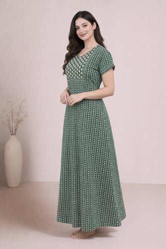 Image of Bahumaan Pure Cotton Nighty for Woman | Maxi Nighty for Women Cotton | Night Gown for Women with Pocket, Ideal for Loungewear