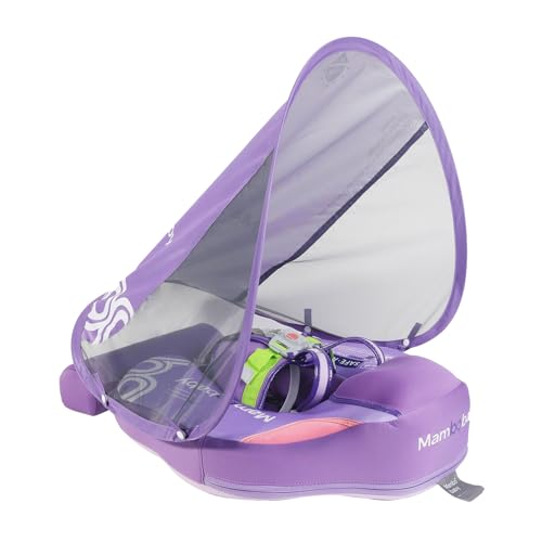 Image of Mambobaby Baby Float with Canopy & Tail Infant Swim Float Non-Inflatable Toddler Pool Float with Skin-Friendly Material for 3-24 Months Baby Boys Grils