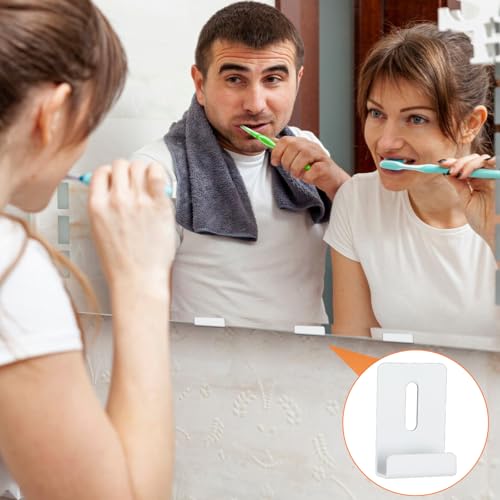 Image of 6Pcs Metal Mirror Clips Mirror Mounting Clips Wide Channel Mirror Hanger Clip Heavy Retainer Clips for Wall Mounted Frameless Mirror Billboard Display (White)