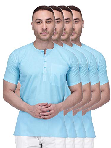 Image of Rajubhai Hargovindas Men's Pure Cotton Short Kurta | Pack of 4 |