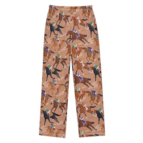 Boys' Pants Horse Race Jockey Racehorse Long Bottoms Jogger Pants Elastic Waist Trousers with Pockets S-XL