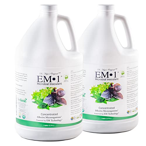 TeraGanix EM-1 Plant Growth, Microbial Inoculant Concentrate, Soil Conditioner, Root Enhancer, Liquid Probiotic for Soils & Plants, Seed Germination, Garden, Hydroponics, Lawn Care (1 Gallon, 2PK)