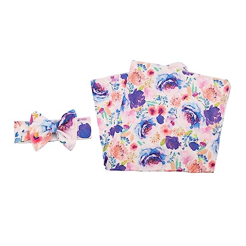 Toyvian 1 Envoltura de Banda para el Cabello de bebé arrullo con Diadema Multiusos Bufanda Bebe Fular Accesorio de fotografía de bebé pañalero con Diadema poliéster Violet