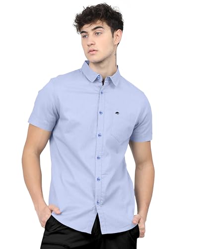 Image of BRUCEWANE Men's 100% Cotton Half Sleeve Shirt